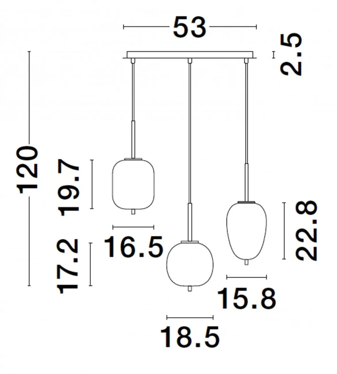 Nova Luce 9624099 LATO Pendelleuchte 3-flammig Schwarz Opal E14