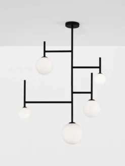 Nova Luce 9043304 LICATO Pendelleuchte 5-flammig Schwarz Weiss G9