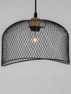 Nova Luce 9555803 LYRON Pendelleuchte Naturholz Schwarz E27