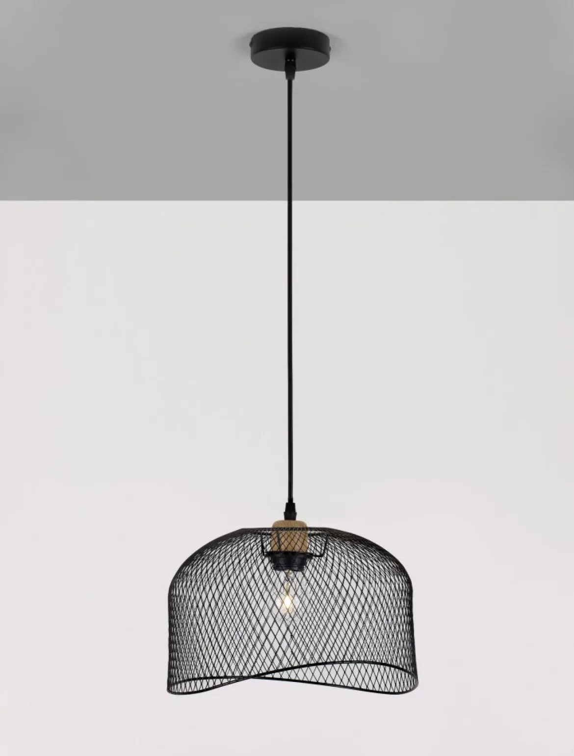 Nova Luce 9555803 LYRON Pendelleuchte Naturholz Schwarz E27