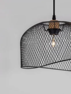 Nova Luce 9555803 LYRON Pendelleuchte Naturholz Schwarz E27