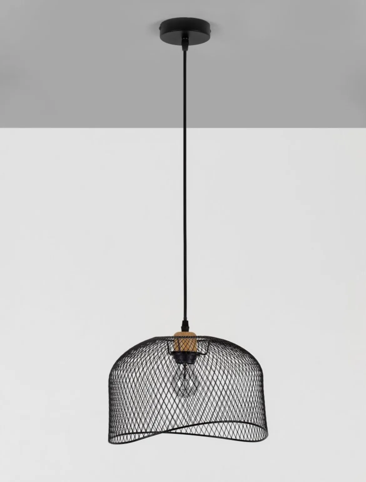 Nova Luce 9555803 LYRON Pendelleuchte Naturholz Schwarz E27