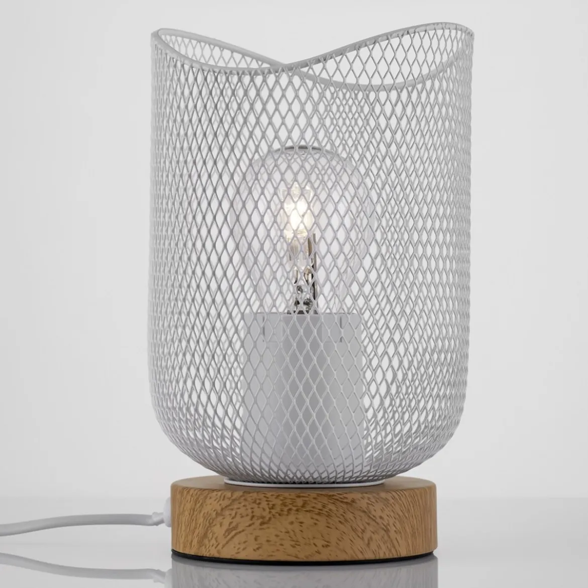 Nova Luce 9555800 LYRON Tischleuchte Naturholz Weiss E27