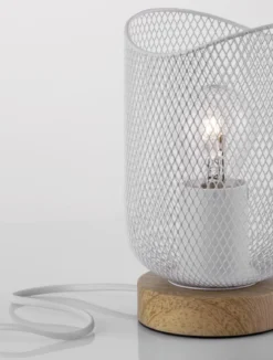 Nova Luce 9555800 LYRON Tischleuchte Naturholz Weiss E27