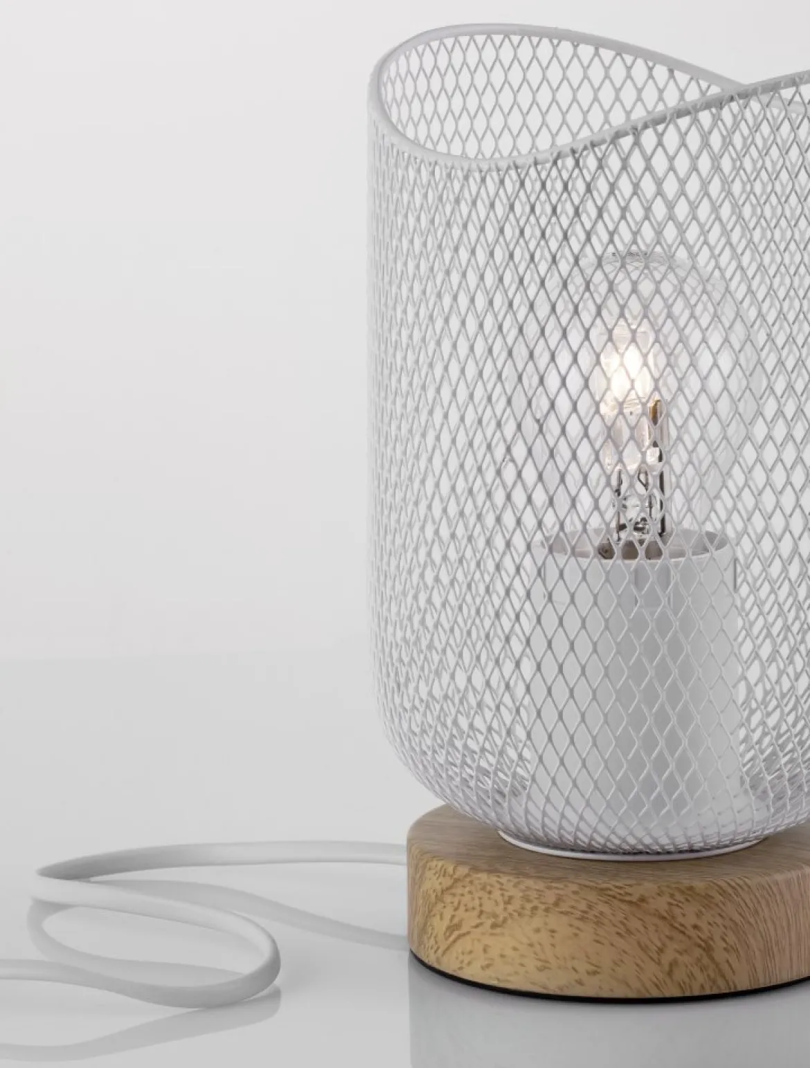 Nova Luce 9555800 LYRON Tischleuchte Naturholz Weiss E27