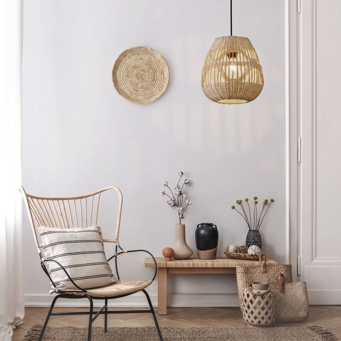Nova Luce 9586500 MARLO Pendelleuchte 27cm Natur E27