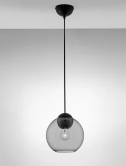 Nova Luce 9009241 MIDORI Pendelleuchte 1-flammig Schwarz Grau E27