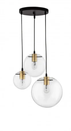 Nova Luce 9416933 MIRALE Pendelleuchte 3-flammig Schwarz Gold Transparent E27