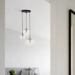 Nova Luce 9416933 MIRALE Pendelleuchte 3-flammig Schwarz Gold Transparent E27