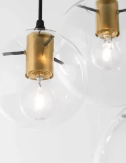 Nova Luce 9416933 MIRALE Pendelleuchte 3-flammig Schwarz Gold Transparent E27