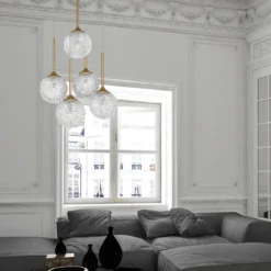 Nova Luce 9260212 MIRANO Pendelleuchte rund 5-flammig Gold Transparent G9
