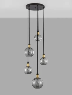 Nova Luce 9035965 MIRRO Pendelleuchte 5-flammig Gold Rauchglas E27