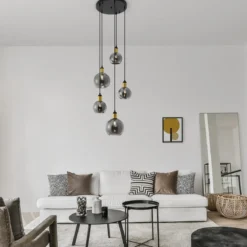 Nova Luce 9035965 MIRRO Pendelleuchte 5-flammig Gold Rauchglas E27