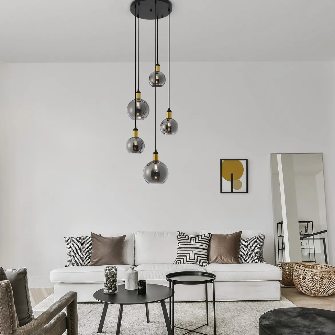 Nova Luce 9035965 MIRRO Pendelleuchte 5-flammig Gold Rauchglas E27
