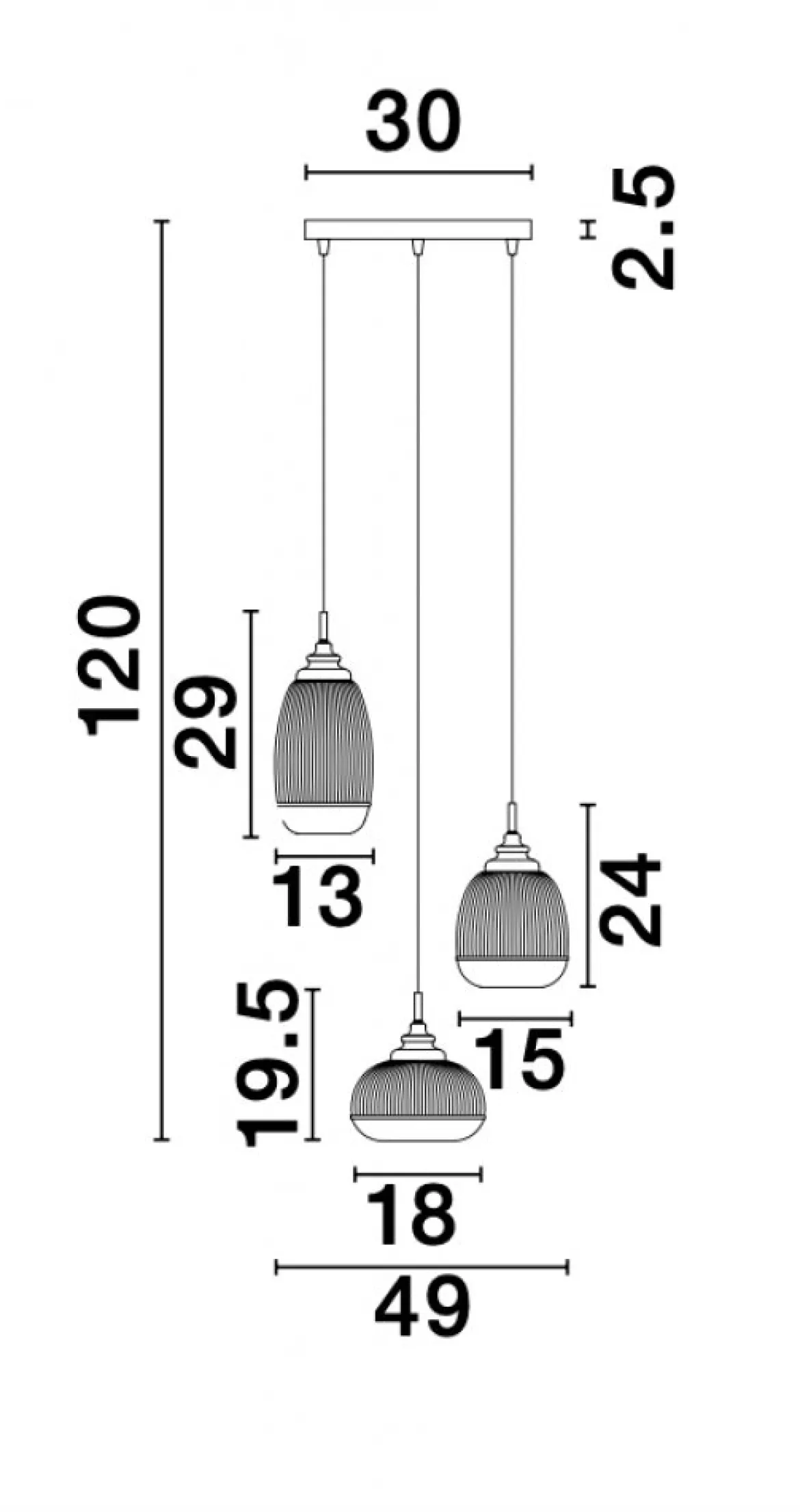 Nova Luce 9731214 MOND Pendelleuchte rund 3-flammig Gold Transparent E14