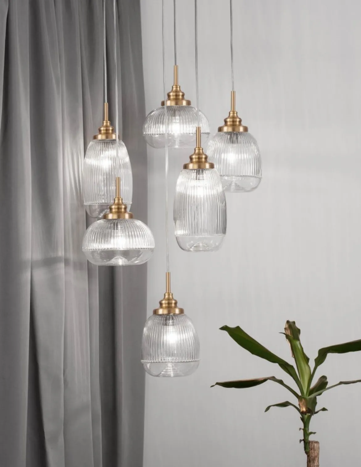 Nova Luce 9731215 MOND Pendelleuchte 6-flammig Gold Transparent E14