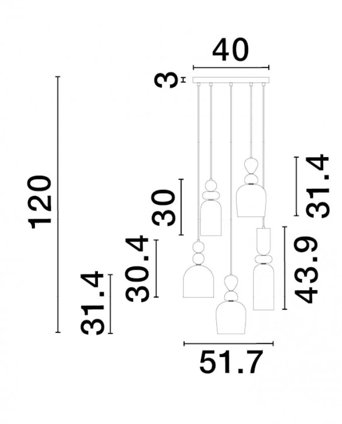 Nova Luce 9009238 MURANO Pendelleuchte 5-flammig Gold Multifarben E14