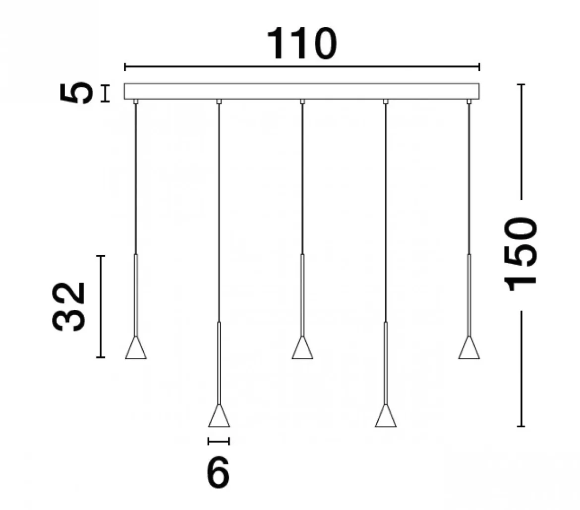 Nova Luce 9060218 NET LED Pendelleuchte 5-flammig 3000K Schwarz dimmbar