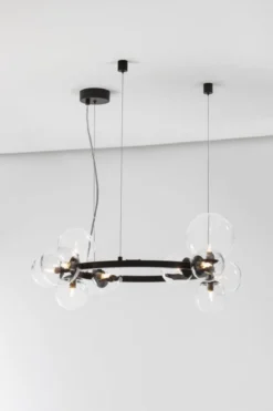 Nova Luce 9009249 ODILLIA Pendelleuchte 11-flammig Schwarz Transparent G9