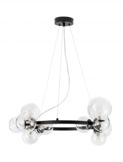 Nova Luce 9009249 ODILLIA Pendelleuchte 11-flammig Schwarz Transparent G9