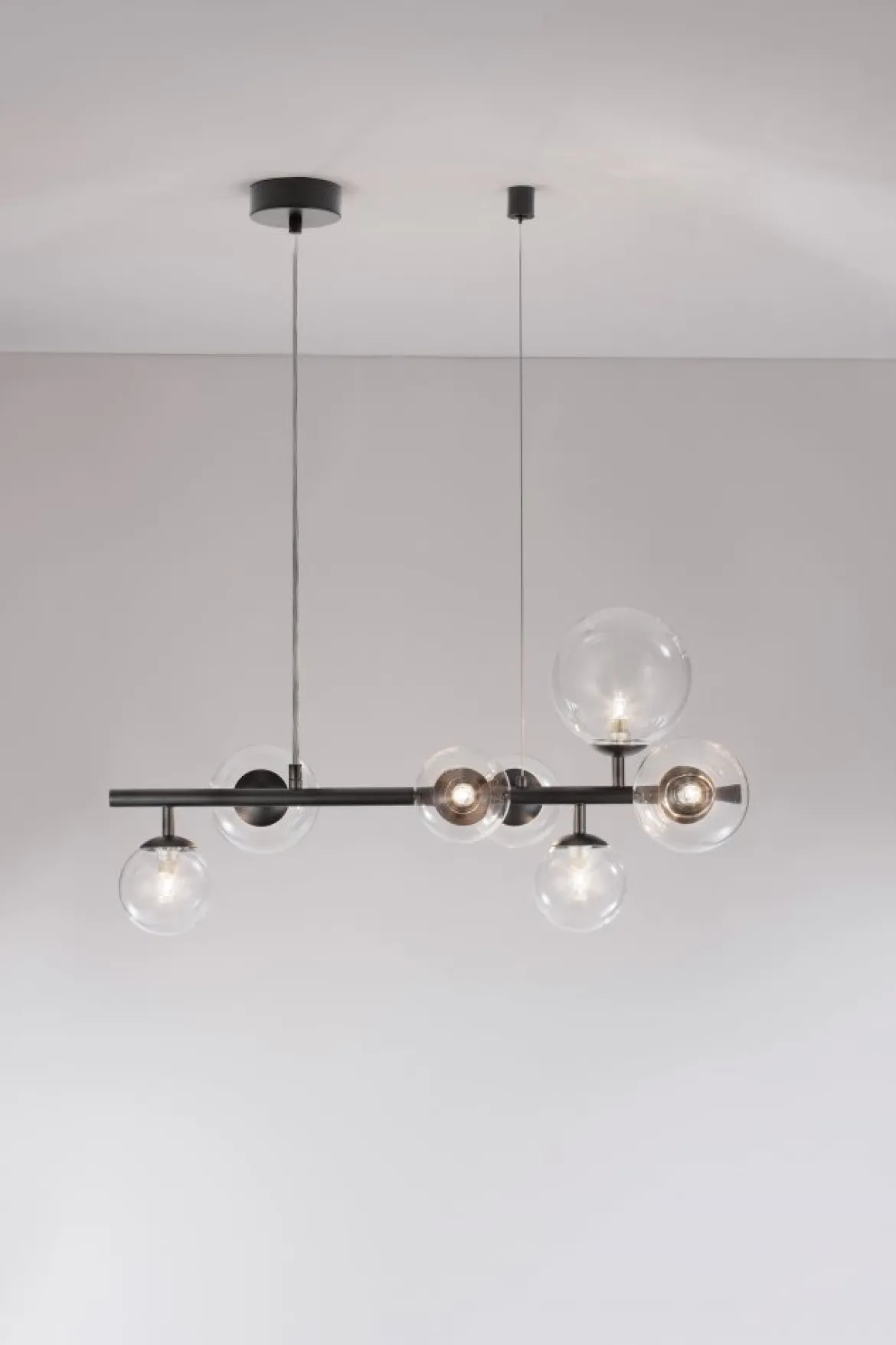 Nova Luce 9009250 ODILLIA Pendelleuchte 7-flammig Schwarz Transparent G9