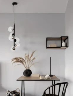 Nova Luce 9009251 ODILLIA Pendelleuchte 6-flammig Schwarz Transparent G9