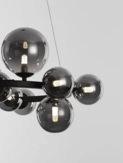 Nova Luce 9028855 ODILLIA Pendelleuchte 11-flammig Schwarz Rauchglas G9
