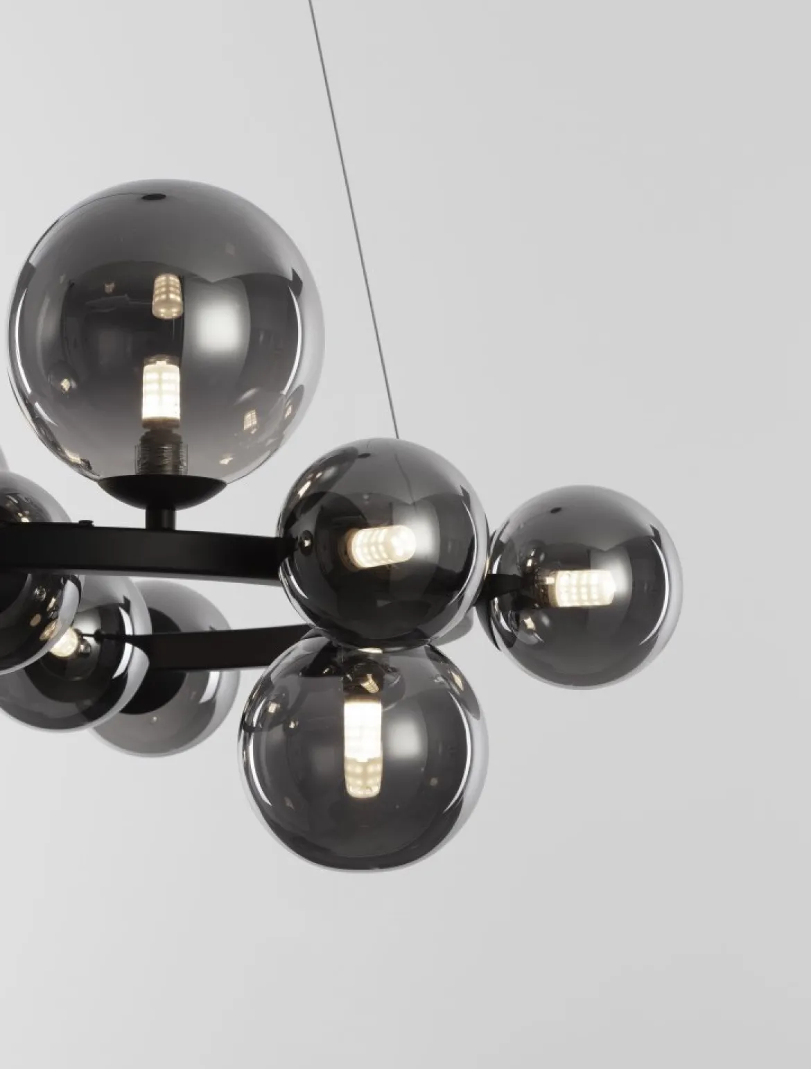 Nova Luce 9028855 ODILLIA Pendelleuchte 11-flammig Schwarz Rauchglas G9
