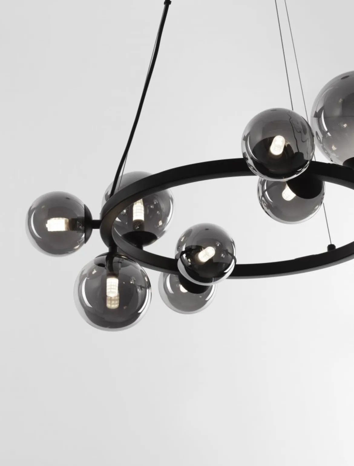 Nova Luce 9028855 ODILLIA Pendelleuchte 11-flammig Schwarz Rauchglas G9