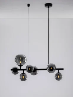 Nova Luce 9028857 ODILLIA Pendelleuchte 7-flammig Schwarz Rauchglas G9