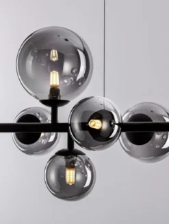 Nova Luce 9028857 ODILLIA Pendelleuchte 7-flammig Schwarz Rauchglas G9