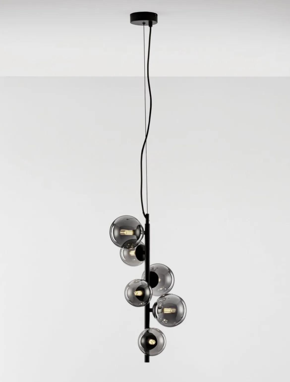 Nova Luce 9028859 ODILLIA Pendelleuchte 6-flammig Schwarz Rauchglas G9