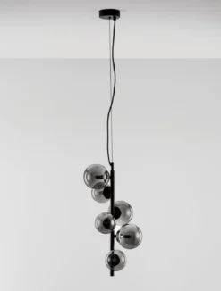 Nova Luce 9028859 ODILLIA Pendelleuchte 6-flammig Schwarz Rauchglas G9
