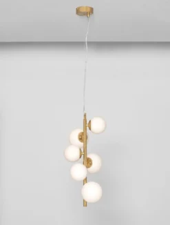 Nova Luce 9028860 ODILLIA Pendelleuchte 6-flammig Gold Weiss G9