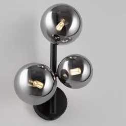 Nova Luce 9028861 ODILLIA Wandleuchte 3-flammig Schwarz Rauchglas G9