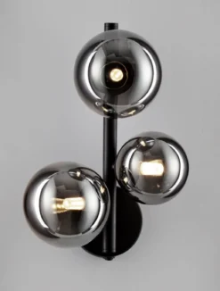 Nova Luce 9028861 ODILLIA Wandleuchte 3-flammig Schwarz Rauchglas G9
