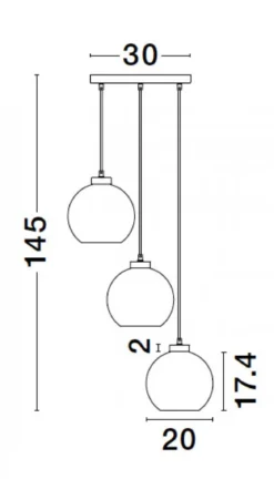 Nova Luce 9241140 PALMER Pendelleuchte rund 3-flammig Schwarz Rauchglas E27
