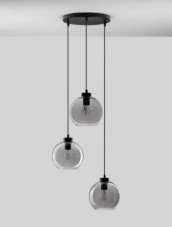 Nova Luce 9241140 PALMER Pendelleuchte rund 3-flammig Schwarz Rauchglas E27