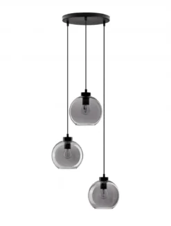 Nova Luce 9241140 PALMER Pendelleuchte rund 3-flammig Schwarz Rauchglas E27