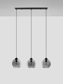 Nova Luce 9241150 PALMER Pendelleuchte 3-flammig Schwarz Rauchglas E27