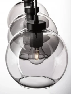 Nova Luce 9241150 PALMER Pendelleuchte 3-flammig Schwarz Rauchglas E27