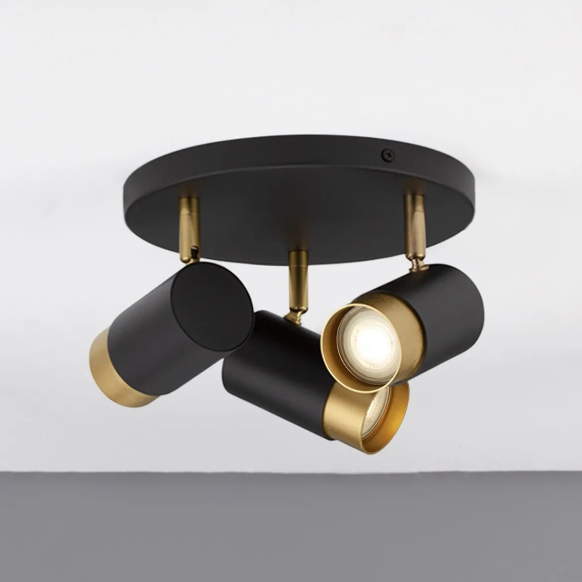 Nova Luce 9111438 POGNO Deckenleuchte 3-flammig rund Schwarz Gold GU10