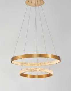 Nova Luce 9862852 PRESTON LED Pendelleuchte 2 Ringe 60cm 3000K Antik Gold dimmbar