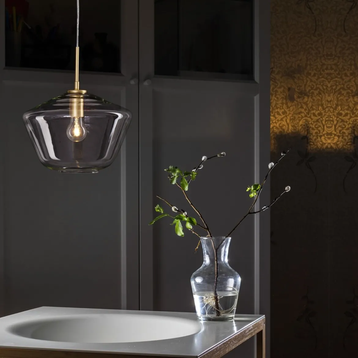 Nova Luce 9426733 PRISMA Pendelleuchte 1-flammig Gold Transparent E27