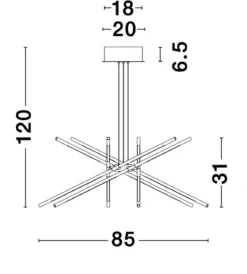 Nova Luce 9180783 RACCIO LED Pendelleuchte 12-flammig 3000K Schwarz dimmbar