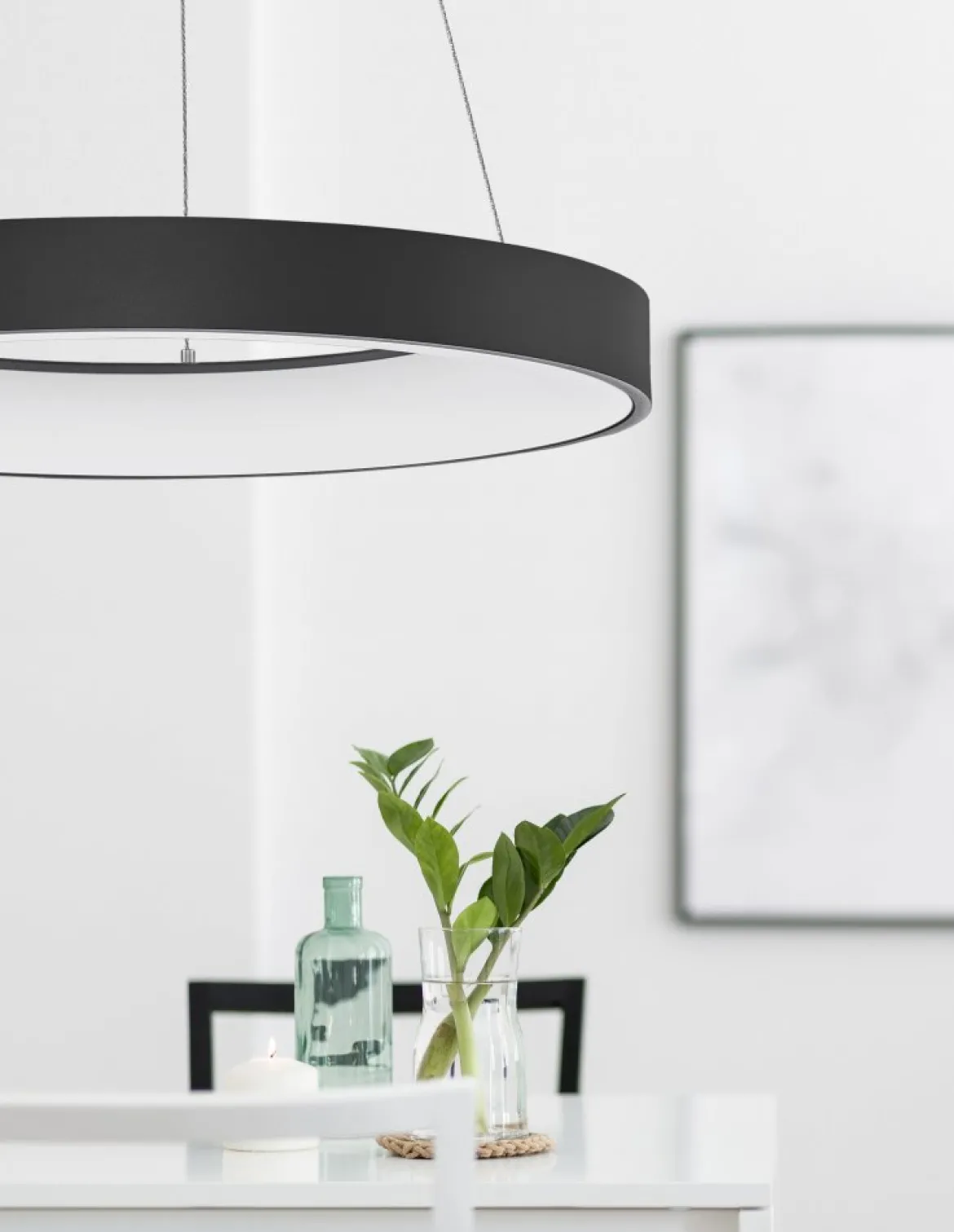 Nova Luce 9453453 RANDO THIN LED Pendelleuchte 60cm 3000K Schwarz dimmbar