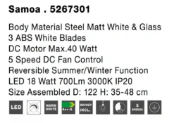 Nova Luce 5267301 SAMOA LED Ventilator 3000K Weiss