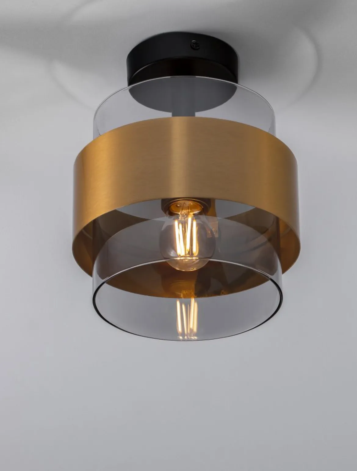 Nova Luce 9236384 SIANNA Deckenleuchte Gold Rauchglas Schwarz E27
