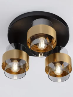 Nova Luce 9236386 SIANNA Deckenleuchte 3-flammig Gold Rauchglas Schwarz E27
