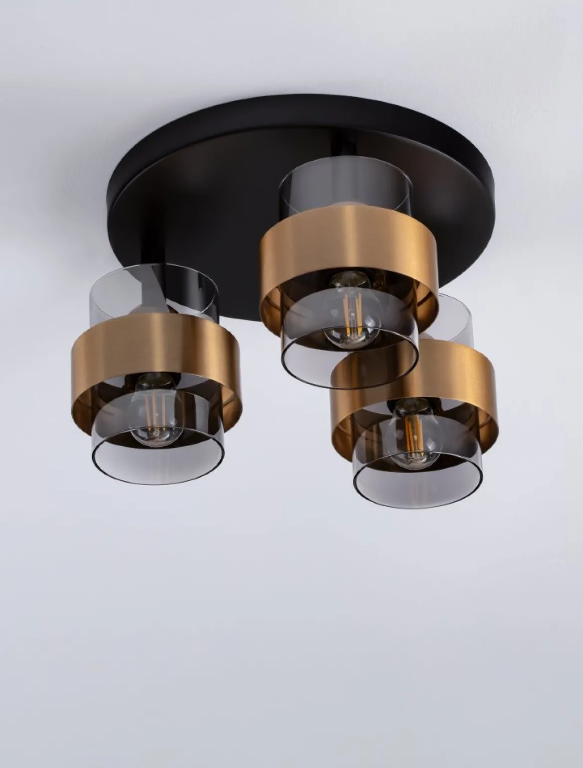 Nova Luce 9236386 SIANNA Deckenleuchte 3-flammig Gold Rauchglas Schwarz E27